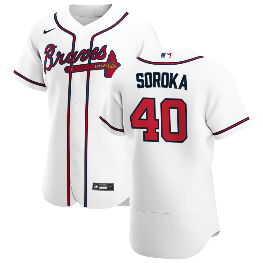 Atlanta Braves 40 Mike Soroka Men Nike White Home 2020 Authentic Player MLB Jersey